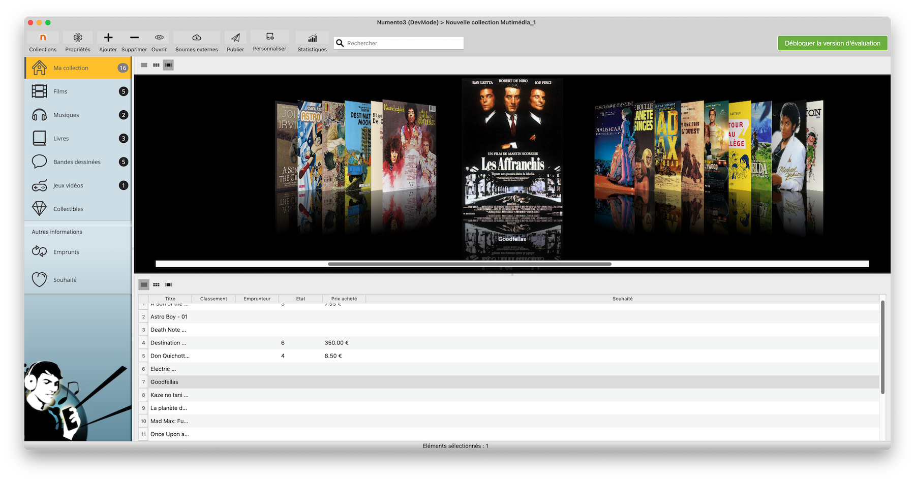 La interfaz de Numento